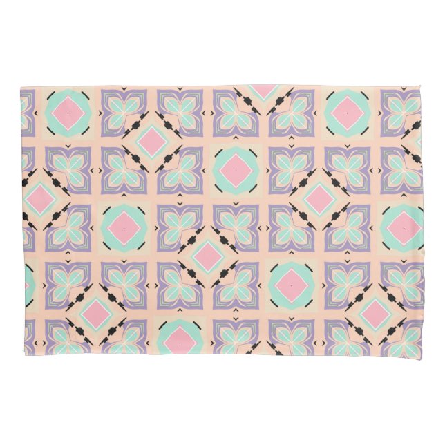 Pastel Geometric Tile Pattern | Pink Mint Purple  Kissenbezug (Vorderseite)
