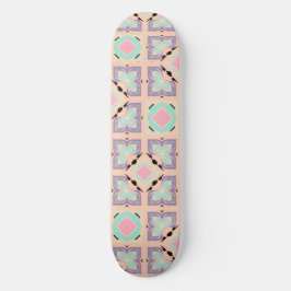 Pastel Geometric Tile Pattern | Pink Mint Purple Skateboard