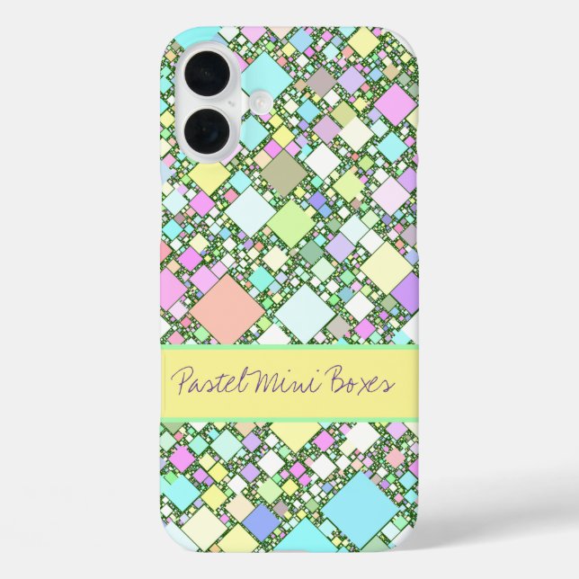 Pastel geometrischer Hintergrund Personalisiert iPhone 16 Plus Hülle (Rückseite)