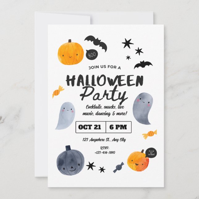 Pastel Ghost Halloween Invitation for Toddlers   Einladung (Vorderseite)