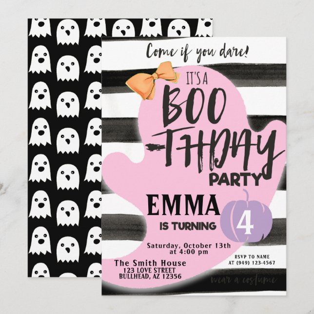 Pastel Ghost Halloween Party Geburtstag Einladung (Vorne/Hinten)