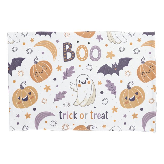 Pastel Ghost & Pumpkin Pillowcase Kissenbezug (Vorderseite)