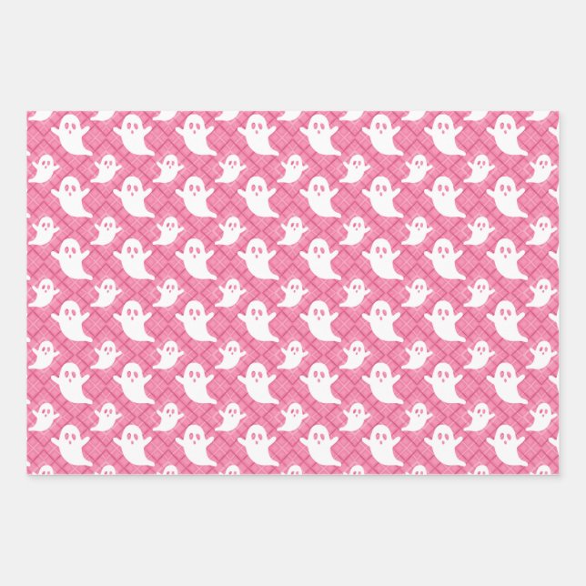 Pastel Ghosts Halloween Wrapping Paper Set 3 Geschenkpapier Set (Vorderseite)