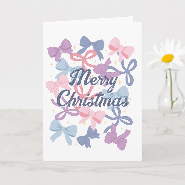 Pastel Gift Bows Frohe Weihnachten © GraphicLoveSh Karte (Kleine Pflanze)