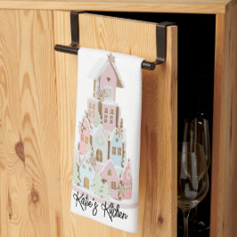 Pastel Gingerbread Sugar Castel Cake Geschirrtuch