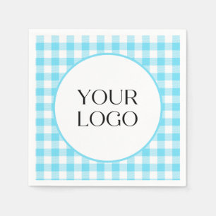 Pastel Gingham Napkins Ihr Logo hier blau Serviette