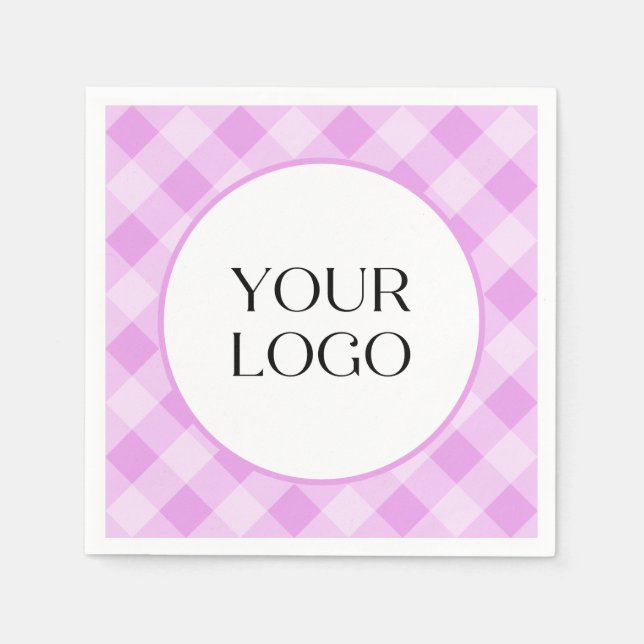 Pastel Gingham Napkins Ihr Logo hier Lila Serviette (Vorderseite)