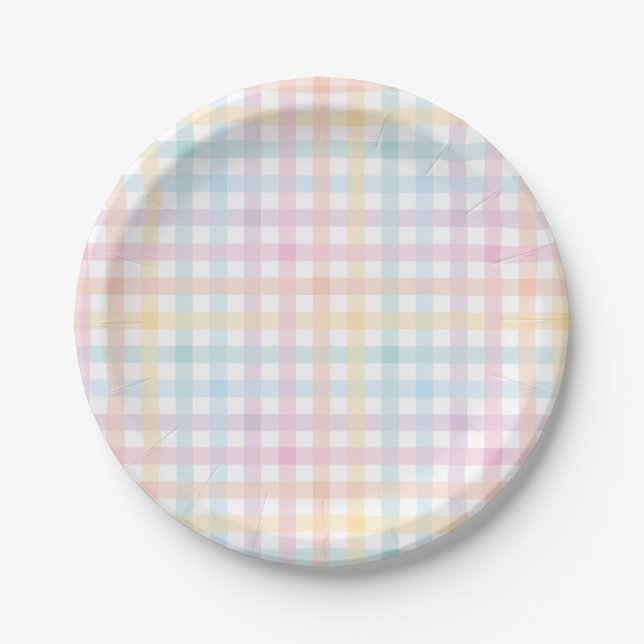 Pastel Gingham Paper Plate Pappteller (Vorderseite)