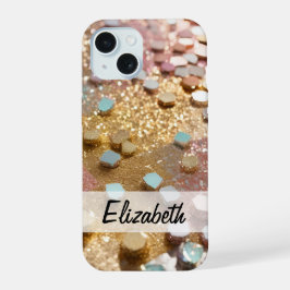 Pastel Girl Glitzer Rosa, Blau, Gold, Silber iPhone 15 Hülle