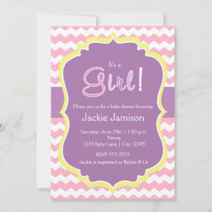 Pastel Girls Frühling Chevron Babyparty-Einladung Einladung