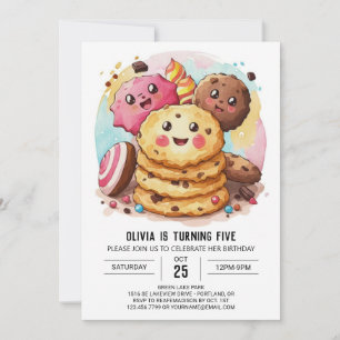 Pastel Girly Simple Cookies Geburtstag Einladung