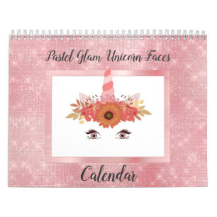 Pastel Glam Unicorn Faces Fun Modern 2021 Kalender