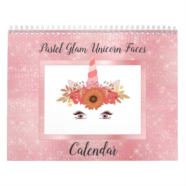 Pastel Glam Unicorn Visages amusants Calendrier mo (Protection)