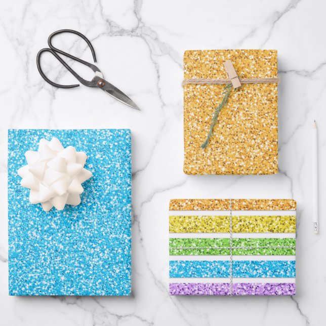 Pastel Glittery Geschenkpapier Set (Vorderseite)