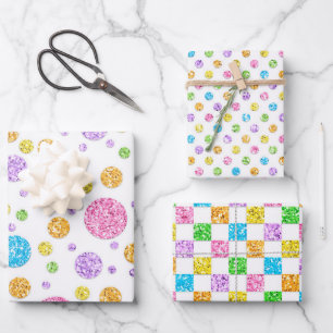 Pastel Glittery Wrapping Paper Sheets Geschenkpapier Set