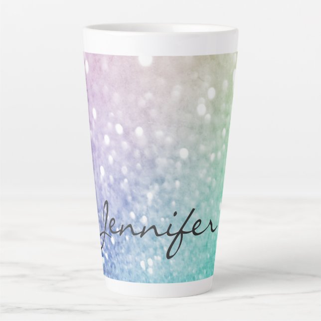 Pastel Glitzer Bokeh HintergrundGlam Elegant Glitt Milchtasse (Vorderseite)