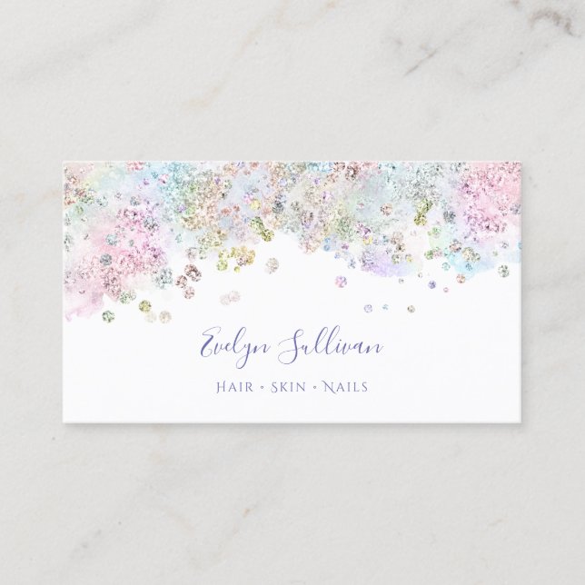 Pastel Glitzer Confetti Business Card Visitenkarte (Vorderseite)