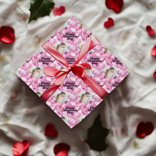 Pastel-Glitzer hört benutzerdefiniertes Foto Geschenkpapier