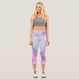 Pastel-Glitzer-Nebel Capri Leggings