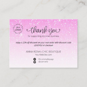 *~* Pastel Glitzer Vielen Dank Logo-Branding QR Begleitkarte