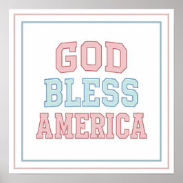 Pastel God Bless America Collegiate Bold Printed Poster