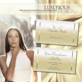 Pastel Gold Cream Effect Sparkle Diamonds Initiale Visitenkarte