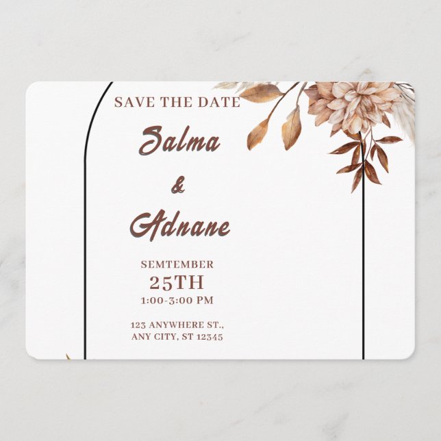 Pastel & Gold Floral Save the Date  (Devant)