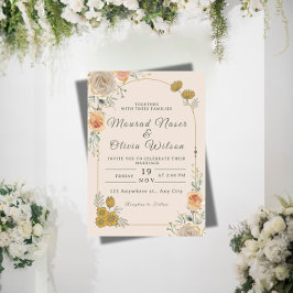 Pastel & Gold Floral Wedding Invitation Einladung