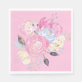 Pastel Gold Glitzer Blume Paper Teller Serviette