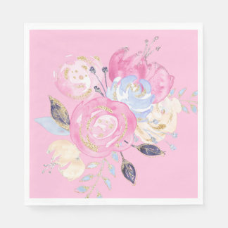 Pastel Gold Glitzer Blume Paper Teller Serviette