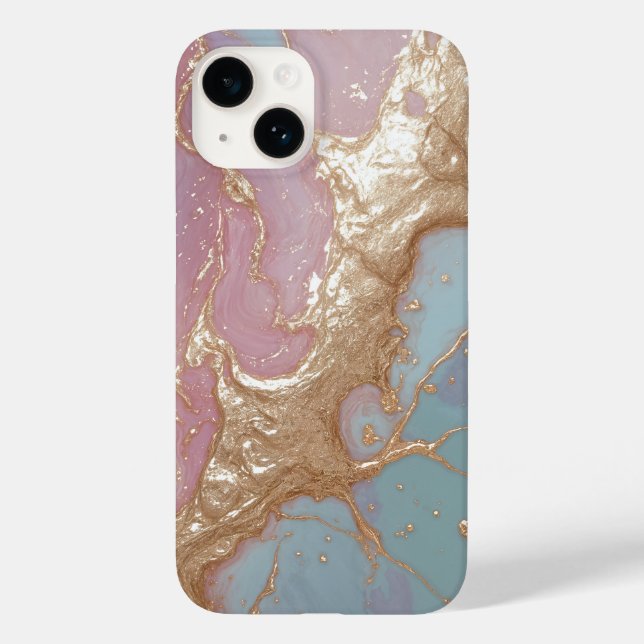 Pastel Gold Marble Case-Mate iPhone 14 Hülle (Rückseite)