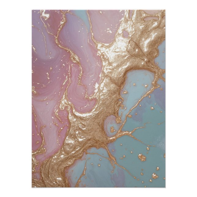 Pastel Gold Marble Poster (Vorderseite)