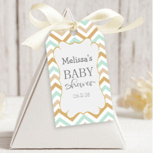 Pastel Gold und Green Zig Zag Baby Geschenkanhänger