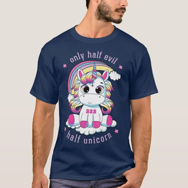 Pastel Goth 333 Nur halb böse Kawaii Einicorn T-Shirt (Vorderseite)