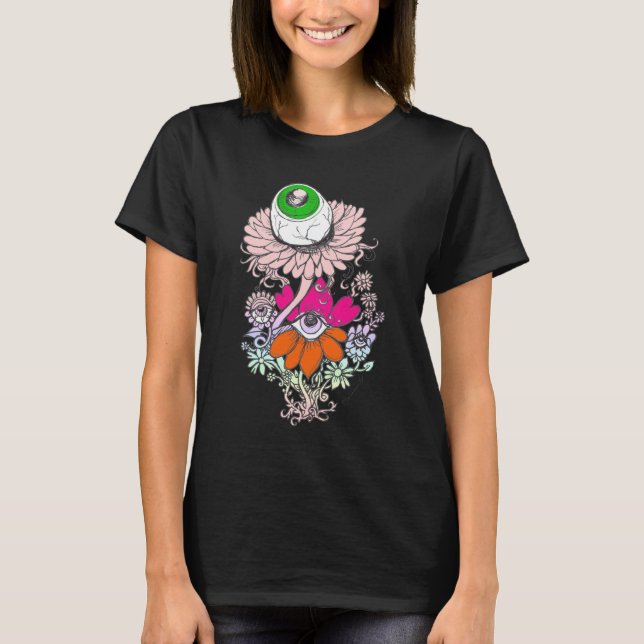 Pastel Goth Alien Eyeball Blume Shirt (Vorderseite)