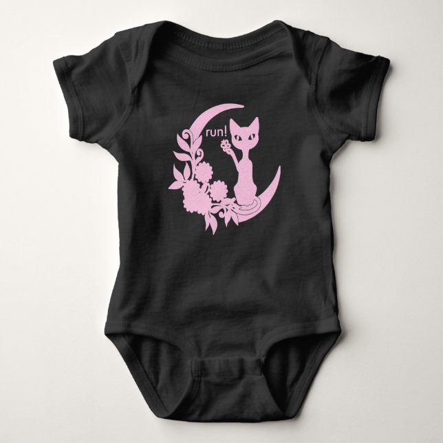 Pastel Goth Ästhetik Crescent Moon Kitty Cat Baby Strampler (Vorderseite)