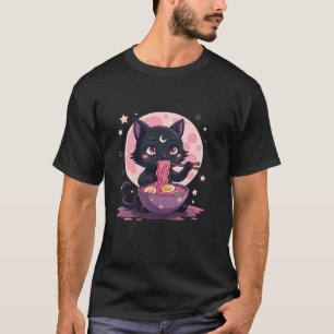 Pastel-Goth-Ästhetik Kawaii gruselige Katze isst R T-Shirt