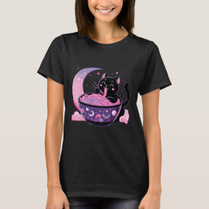 Pastel Goth Ästhetik Kawaii Katze Eating Ramen Noo T-Shirt