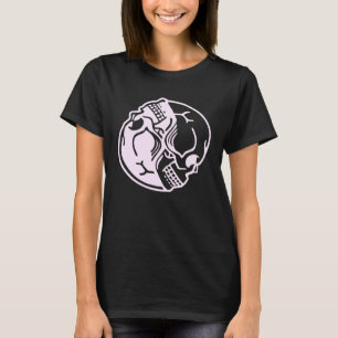 Pastel Goth Ästhetik Pink Ying Yang Skull Grafik T-Shirt
