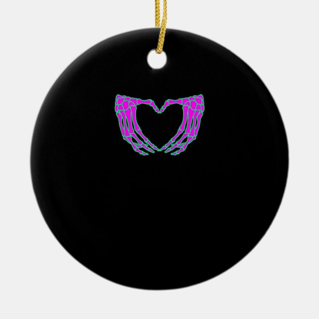 Pastel Goth Clothing, Skeleton Heart Hands Keramik Ornament (Vorne)
