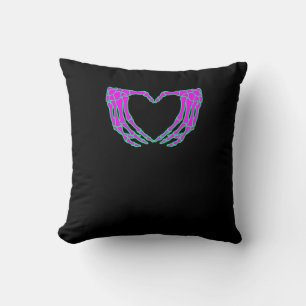 Pastel Goth Clothing, Skeleton Heart Hands Kissen