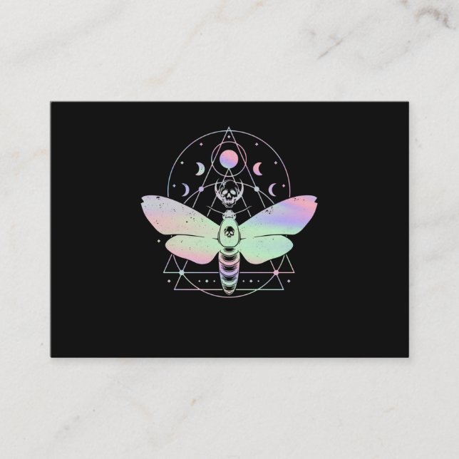 Pastel Goth Cute Moth Spiritual Moon Visitenkarte (Vorderseite)