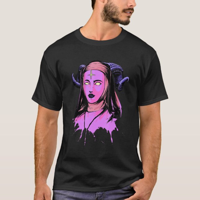 Pastel Goth Demon Nun Unholy Wicca Satanic Occult T-Shirt (Vorderseite)