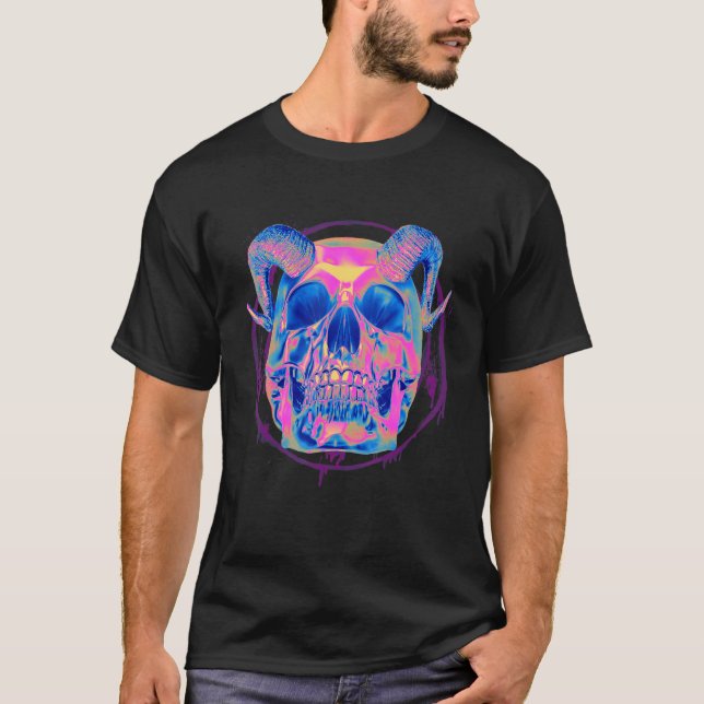Pastel Goth Demon Skull Face Devil Satanic Gothic T-Shirt (Vorderseite)