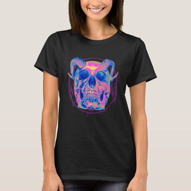 Pastel Goth Demon Skull Face Devil Satanic Gothic T-Shirt (Vorderseite)