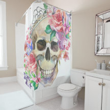 Pastel Goth Feminine Floral Douche Rideau