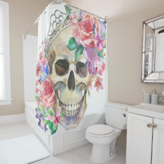 Pastel Goth Feminine Floral Douche Rideau