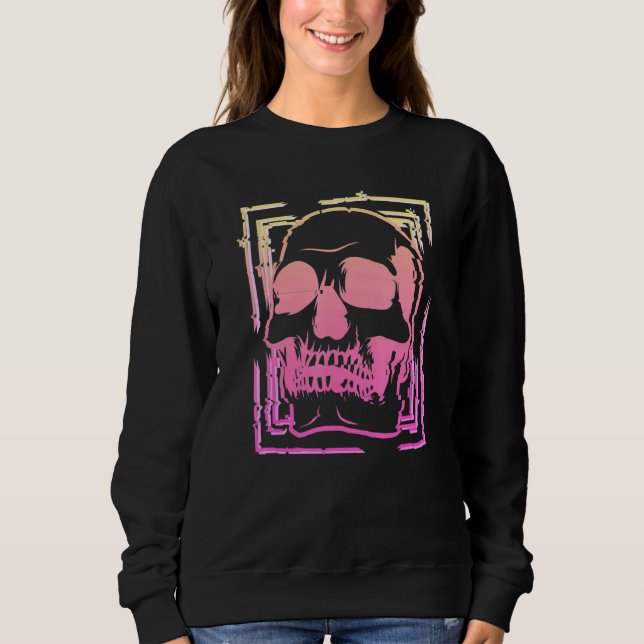 Pastel Goth Glitch Skull Grunge Emo Vaporwave Skel Sweatshirt (Vorderseite)