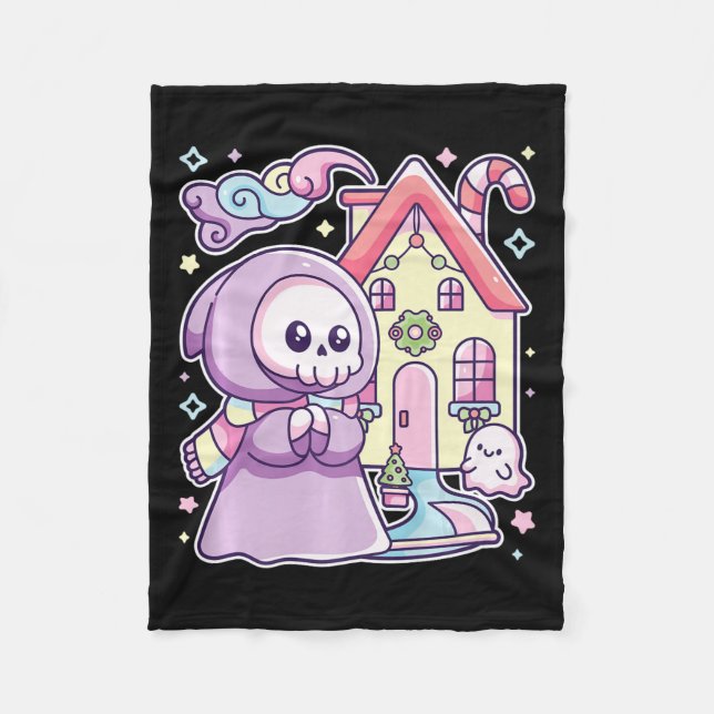 Pastel Goth Grim Sensenmann Xmas Halloween Easy Co Fleecedecke (Vorderseite)