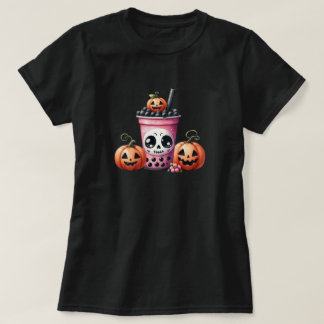 Pastel Goth Halloween Boba and Pumpkins T-Shirt